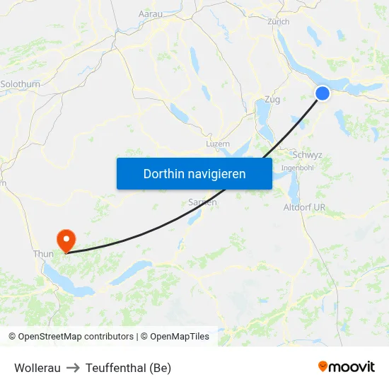 Wollerau to Teuffenthal (Be) map