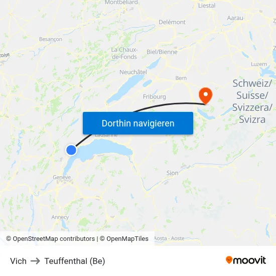 Vich to Teuffenthal (Be) map