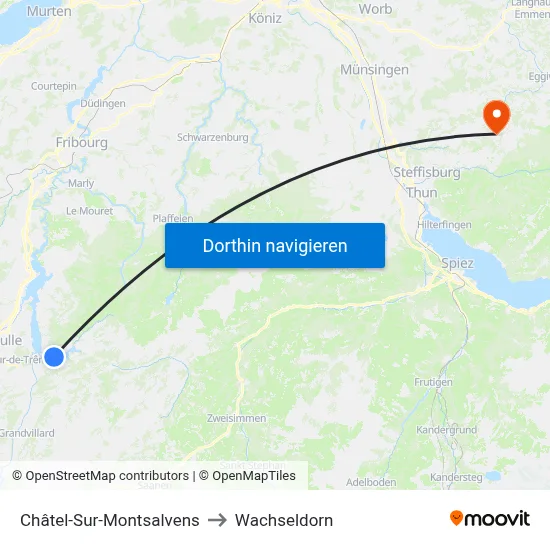 Châtel-Sur-Montsalvens to Wachseldorn map