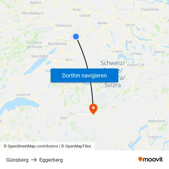 Günsberg to Eggerberg map
