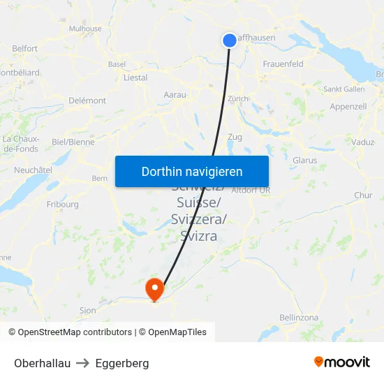 Oberhallau to Eggerberg map