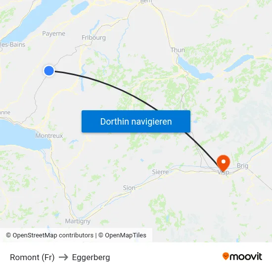 Romont (Fr) to Eggerberg map