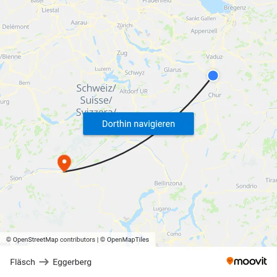 Fläsch to Eggerberg map