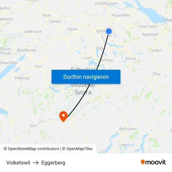 Volketswil to Eggerberg map