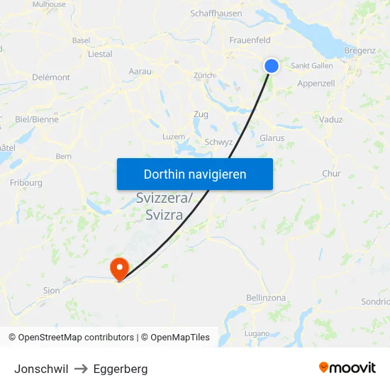 Jonschwil to Eggerberg map