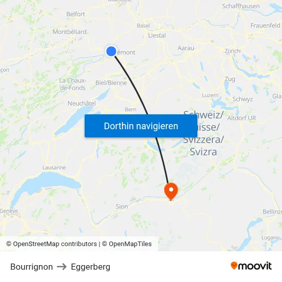 Bourrignon to Eggerberg map