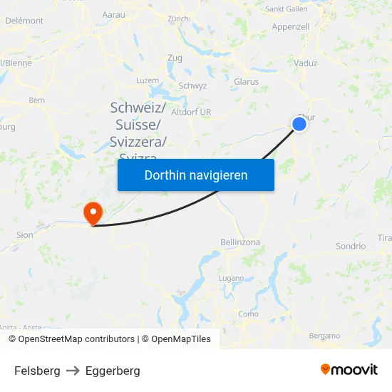 Felsberg to Eggerberg map