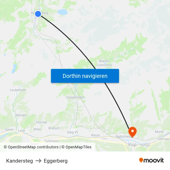 Kandersteg to Eggerberg map