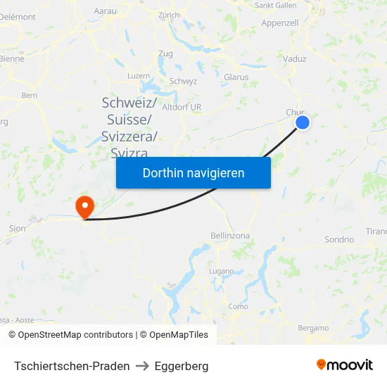 Tschiertschen-Praden to Eggerberg map