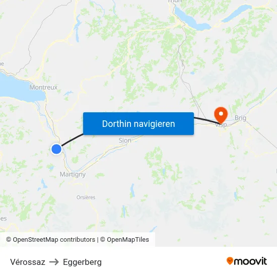 Vérossaz to Eggerberg map