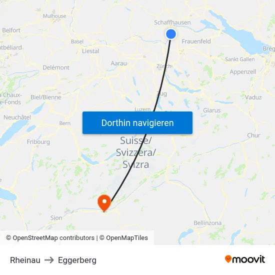 Rheinau to Eggerberg map