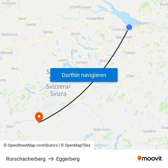 Rorschacherberg to Eggerberg map
