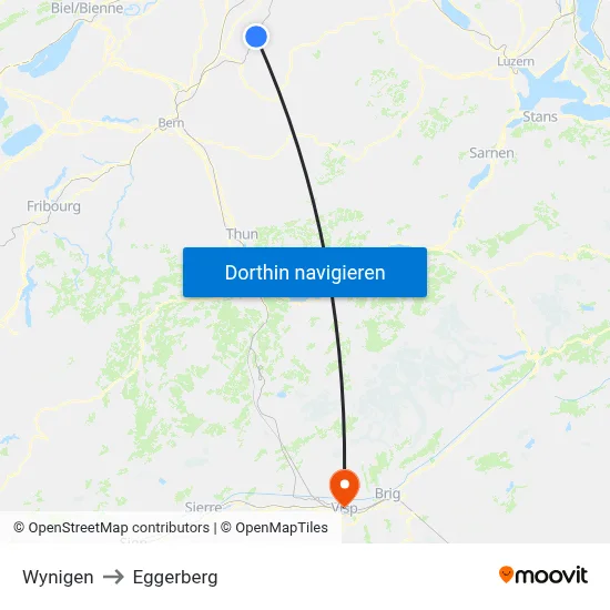 Wynigen to Eggerberg map