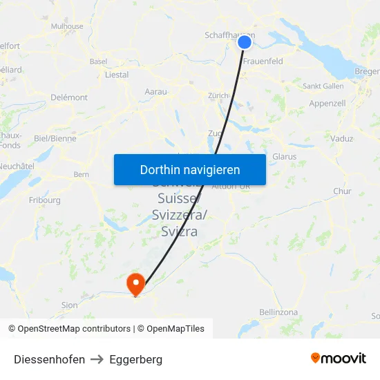 Diessenhofen to Eggerberg map