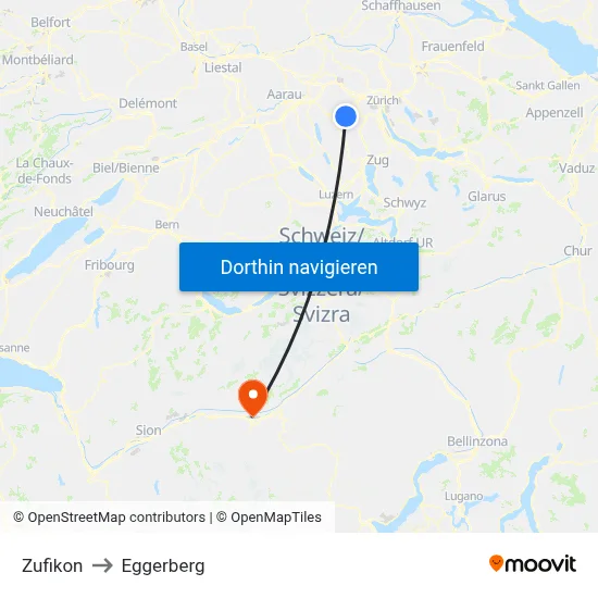 Zufikon to Eggerberg map