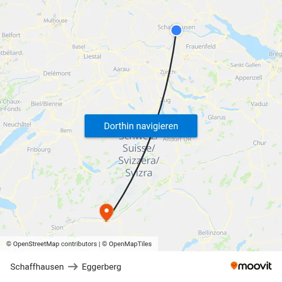 Schaffhausen to Eggerberg map