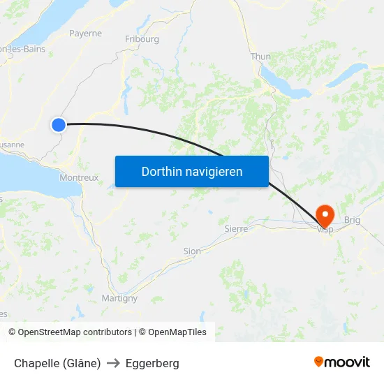 Chapelle (Glâne) to Eggerberg map
