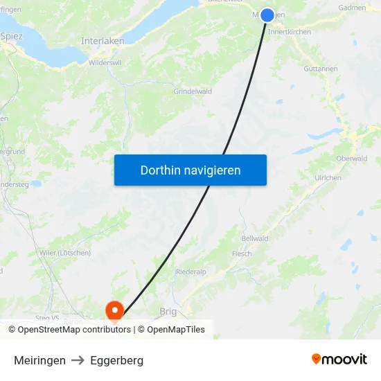Meiringen to Eggerberg map