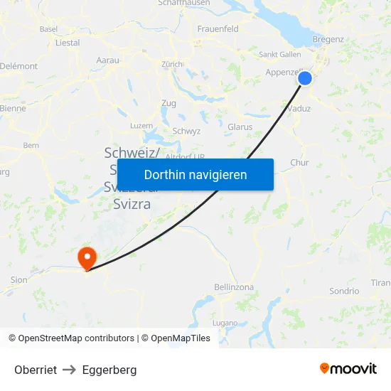 Oberriet to Eggerberg map