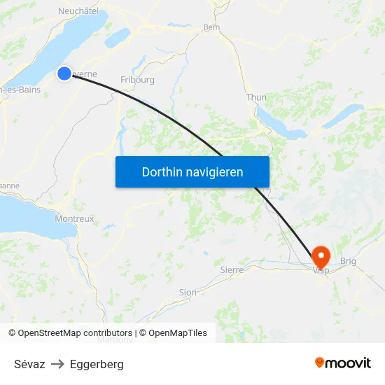 Sévaz to Eggerberg map