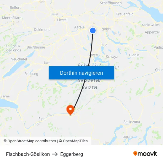 Fischbach-Göslikon to Eggerberg map