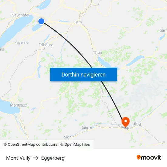 Mont-Vully to Eggerberg map