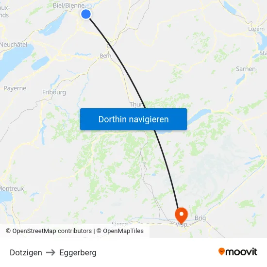 Dotzigen to Eggerberg map