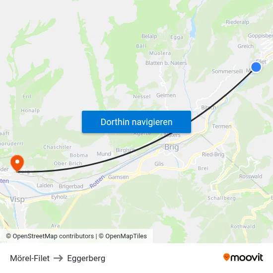 Mörel-Filet to Eggerberg map