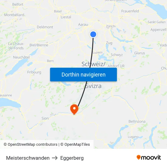 Meisterschwanden to Eggerberg map