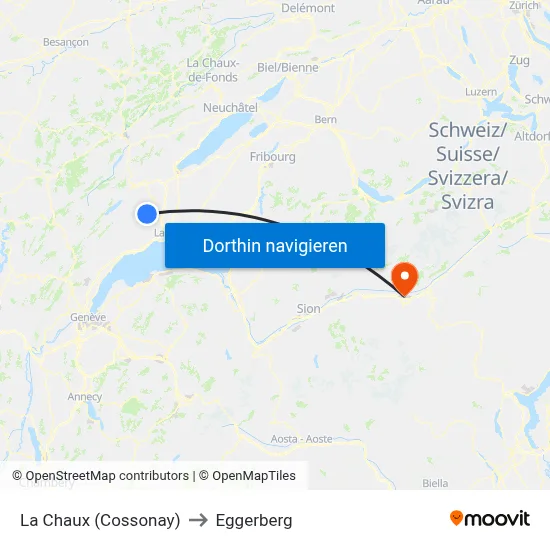 La Chaux (Cossonay) to Eggerberg map