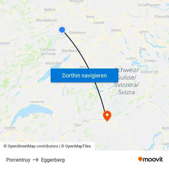 Porrentruy to Eggerberg map