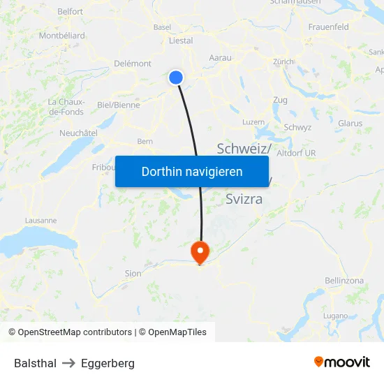 Balsthal to Eggerberg map