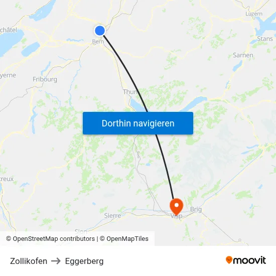 Zollikofen to Eggerberg map