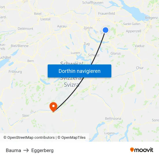 Bauma to Eggerberg map