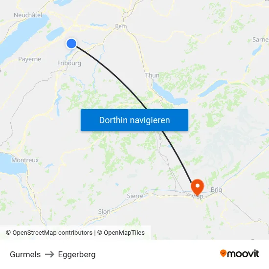 Gurmels to Eggerberg map