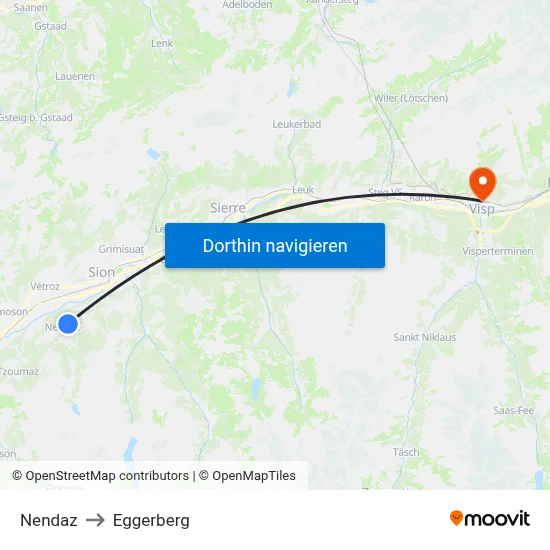 Nendaz to Eggerberg map