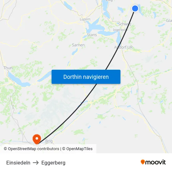 Einsiedeln to Eggerberg map