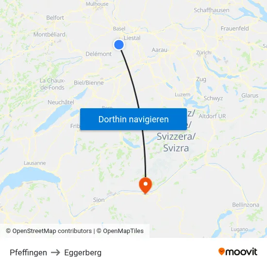 Pfeffingen to Eggerberg map