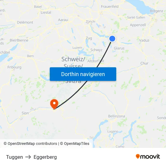 Tuggen to Eggerberg map