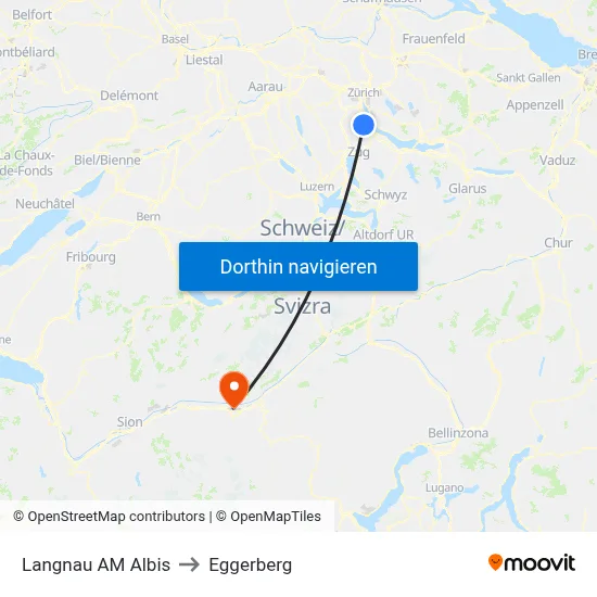 Langnau AM Albis to Eggerberg map