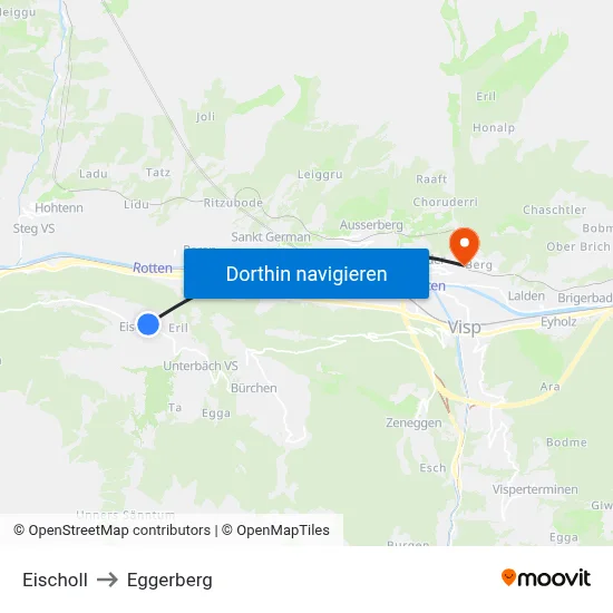Eischoll to Eggerberg map