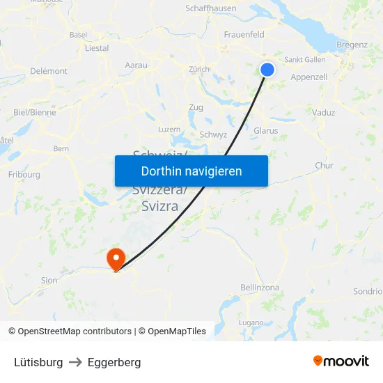 Lütisburg to Eggerberg map