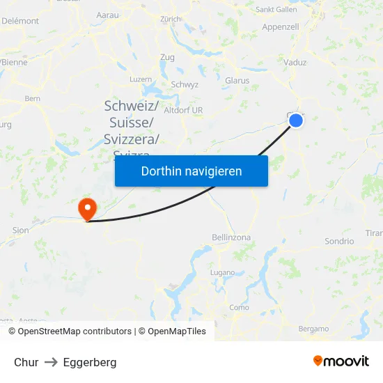 Chur to Eggerberg map