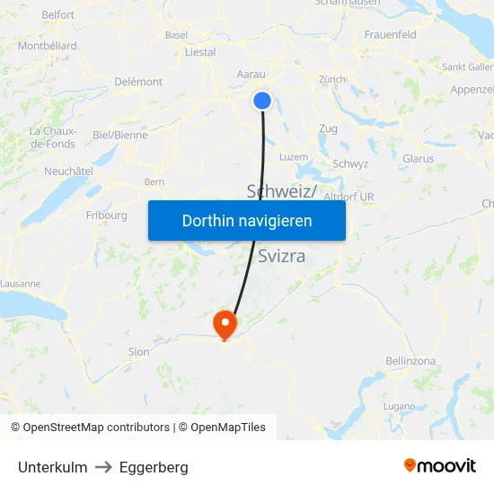 Unterkulm to Eggerberg map