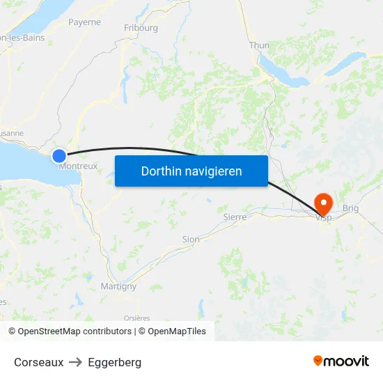 Corseaux to Eggerberg map