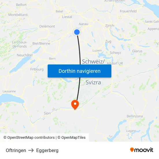 Oftringen to Eggerberg map