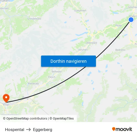 Hospental to Eggerberg map