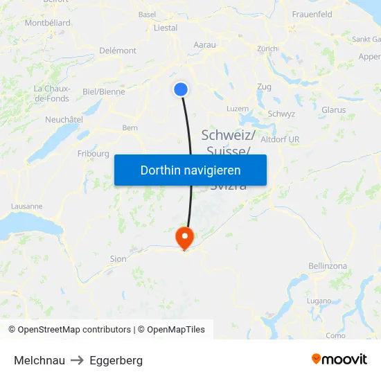 Melchnau to Eggerberg map