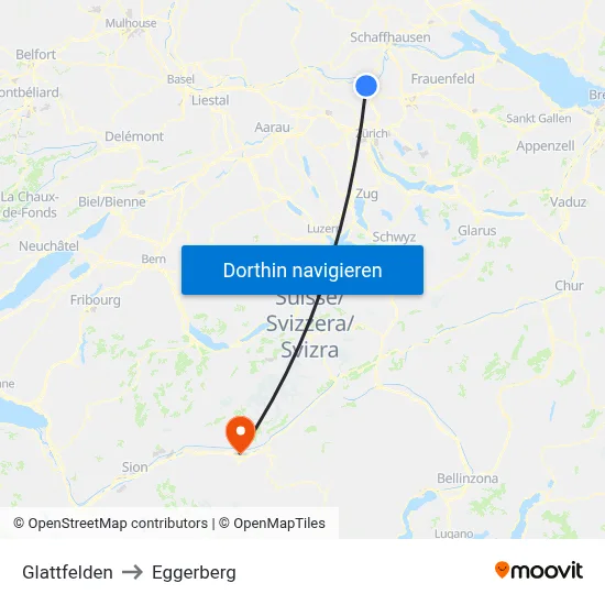 Glattfelden to Eggerberg map