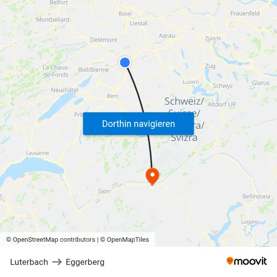 Luterbach to Eggerberg map